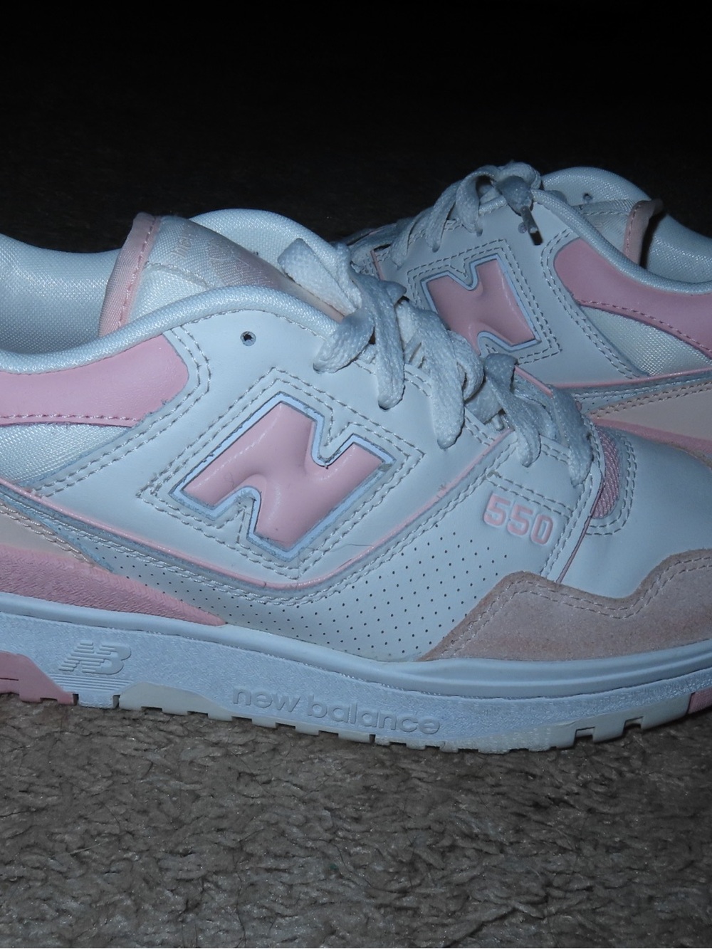 New Balance 550 White and Pink Sneakers